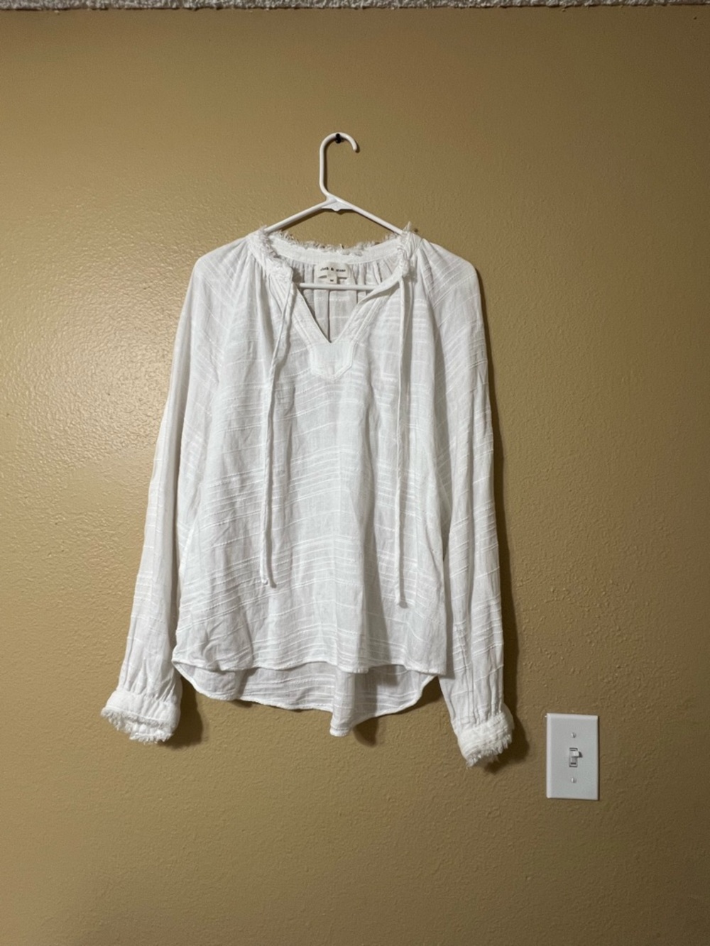 cloth & stone White Lightweight Peasant Top with Tie Neck